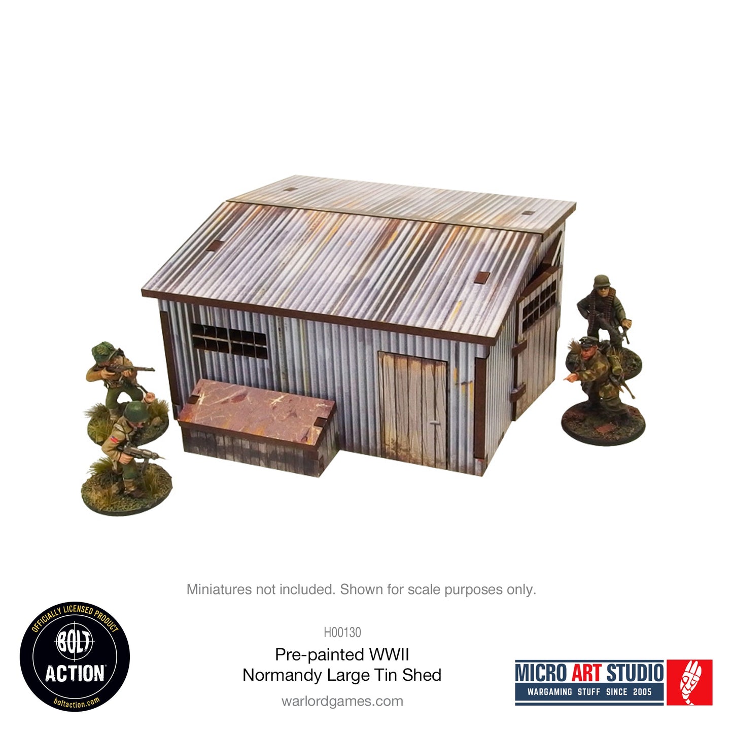 Micro Art Studio: Pre-painted WW2 Normandy Large Tin Shed
