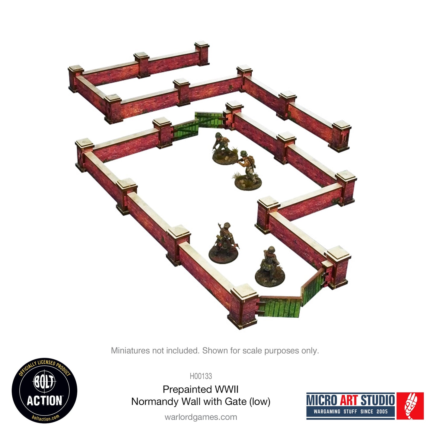 Micro Art Studio: Pre-painted WW2 Normandy Walls With Gate (low)