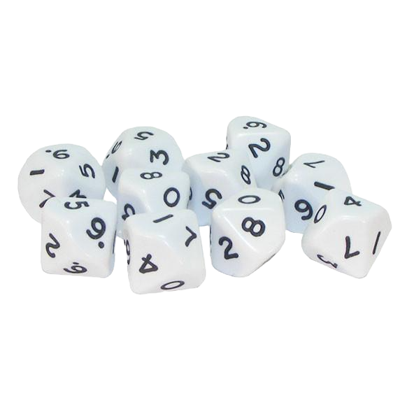 White D10 Dice x 10