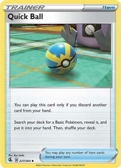Pokémon Single Quick Ball (237) card featuring the Quick Ball Trainer Item used to search Pokémon in the Pokémon Trading Card Game