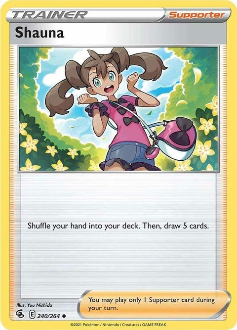 Pokémon Single Shauna (240) card featuring the Shauna Trainer Supporter from the Pokémon Trading Card Game