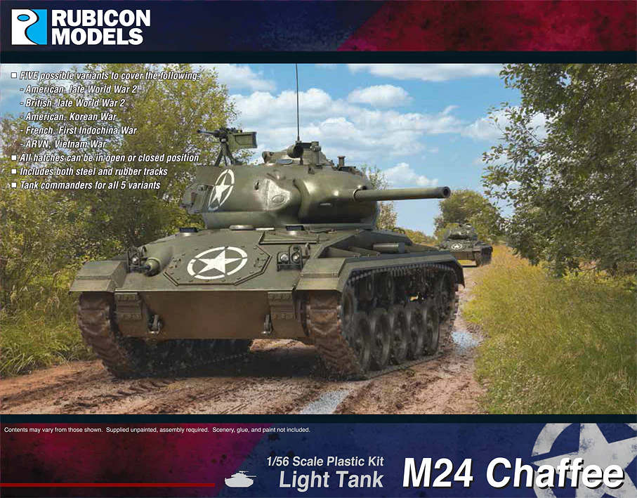 Rubicon Models M24 Chaffee light tank model on a natural background