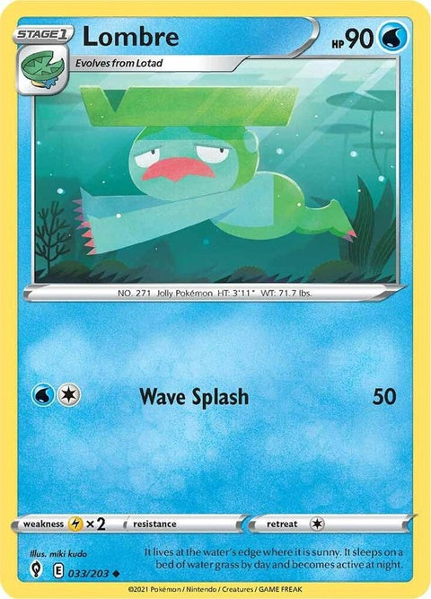 Pokémon Single Lombre (33) card featuring Lombre, the Jolly Pokémon, from the Pokémon Trading Card Game