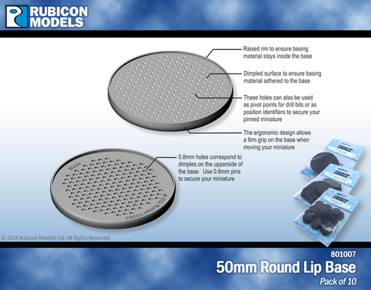 Rubicon 50mm Round Bases- (Pack of 10 Bases)