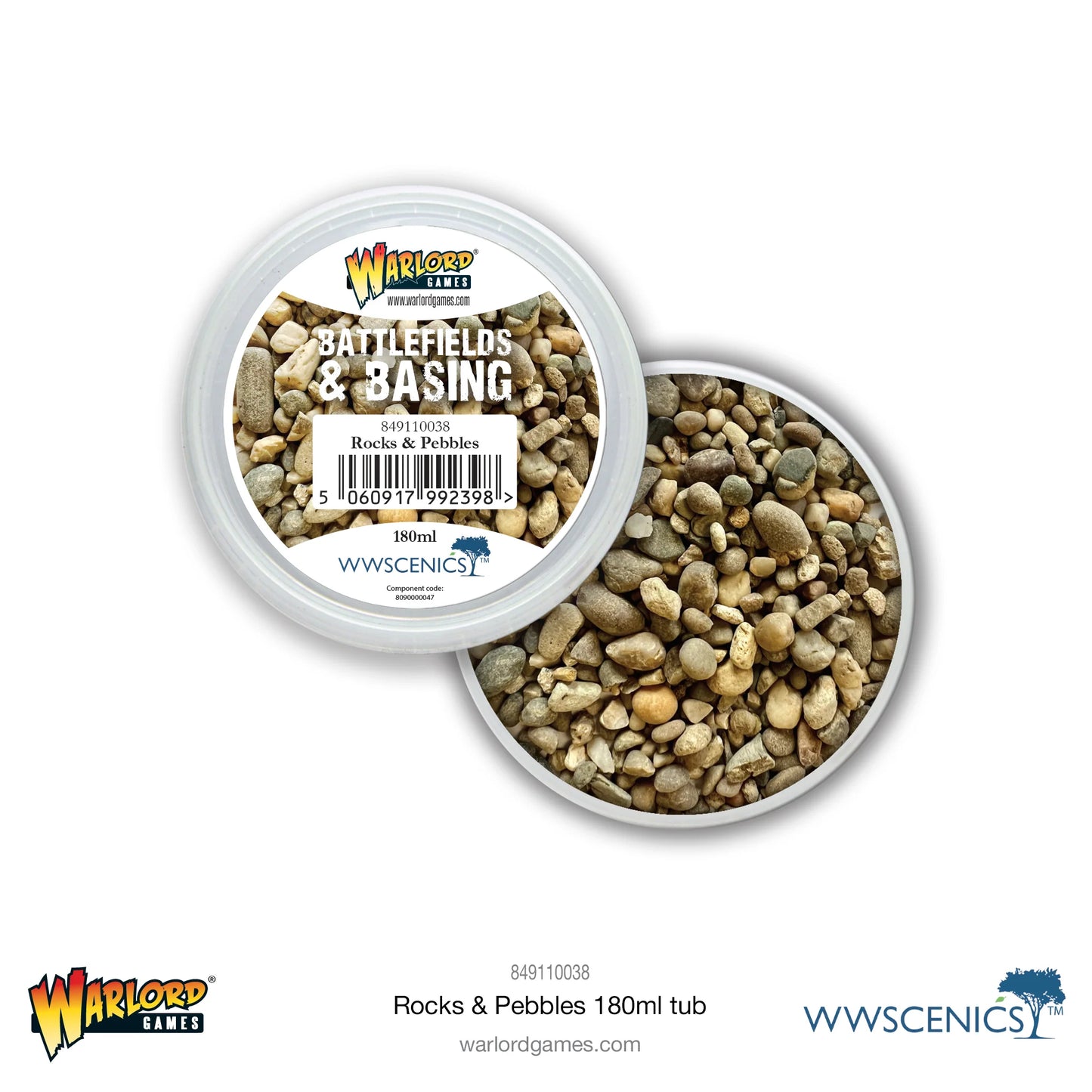 Warlord Games Basing Rocks & Pebbles – 180ml Tub for Miniature & Terrain Basing