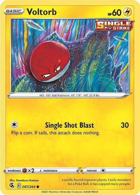 Pokémon Single Voltorb (87) card featuring Voltorb, the Ball Pokémon, from the Pokémon Trading Card Game