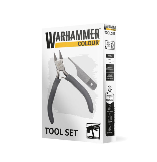 A set of building tools for your Warhammer miniatures Includes a Starter Mouldline Scraper to clean your miniatures up before painting