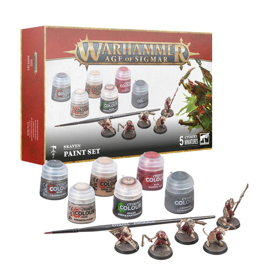 Age of Sigmar Skaven + Paint Set – 5 Clanrat miniatures with 6 Citadel paints and brush from Partisan Games UK small shop