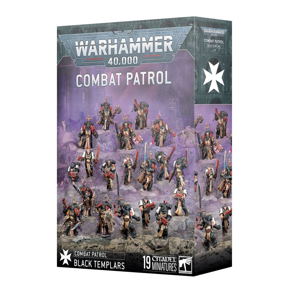 Combat Patrol: Black Templars Warhammer 40K starter box – 19 plastic miniatures including Primaris Crusader Squad and Impulsor from Partisan Games UK small shop