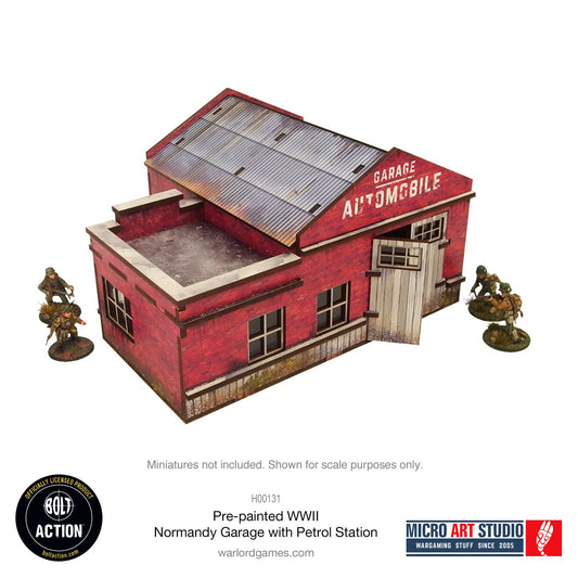 Micro Art Studio: Pre-painted WW2 Normandy Garage With Petrol Station