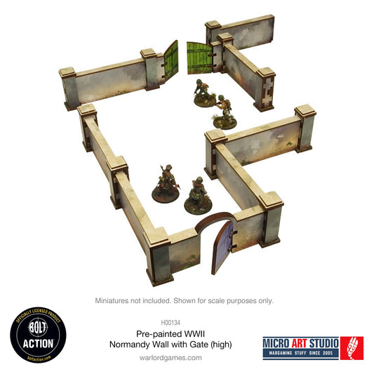 WW2 Normandy Wall With High Gate: Prepainted
