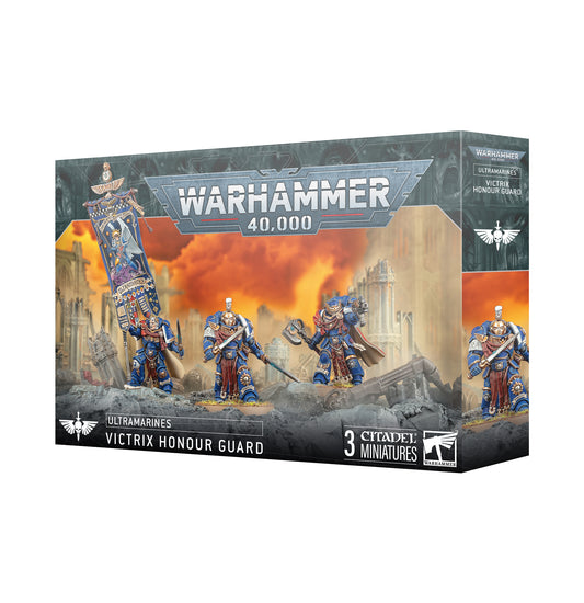 Ultramarines Victrix Honour Guard Warhammer 40K plastic miniatures kit – 3 elite veteran models with Chapter Champion and Ancient options from Partisan Games UK small shop