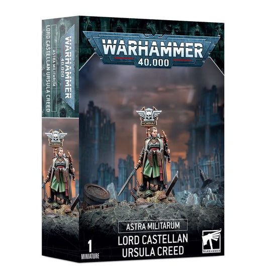 Astra Militarum Lord Castellan Ursula Creed Warhammer 40K plastic character miniature kit – 1 model with head and accessory options from Partisan Games UK small shop