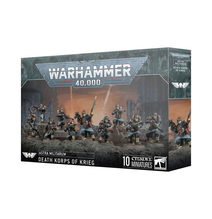 Death Korps of Krieg Infantry Squad Warhammer 40K plastic miniatures kit – 10 grim troopers with lasguns and special weapon options from Partisan Games UK small shop