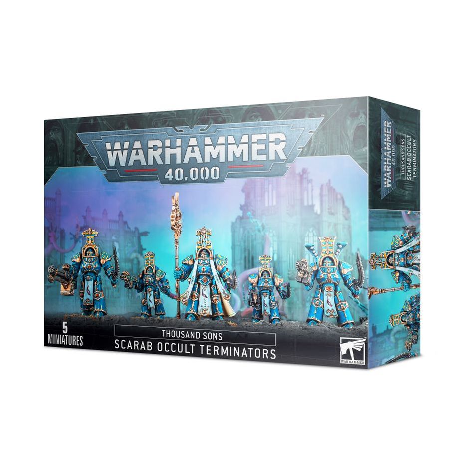 Thousand Sons Scarab Occult Terminators Warhammer 40K plastic miniatures kit – 5 elite terminators from Partisan Games UK small shop