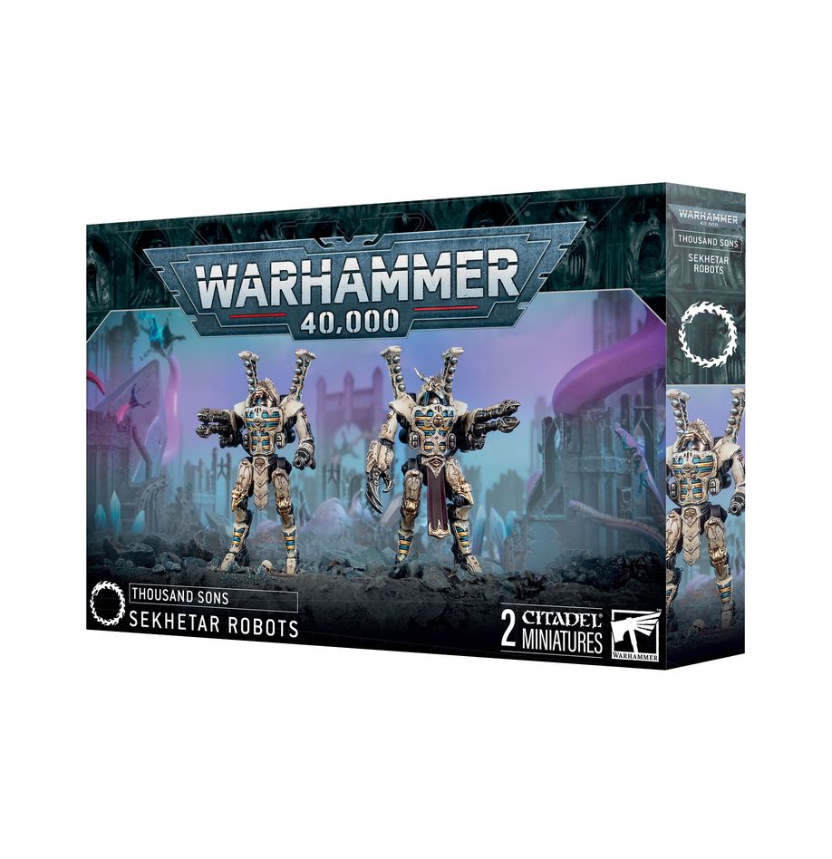 Thousand Sons Sekhetar Robots Warhammer 40K plastic battle automata kit – 2 models with heavy warpflamer and hellfyre missiles from Partisan Games UK small shop