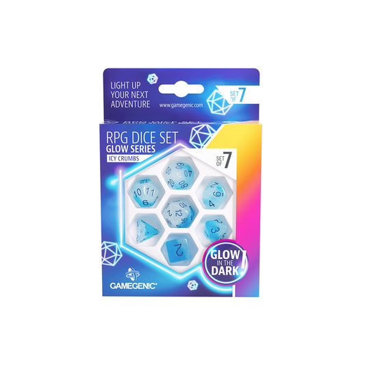 Gamegenic GLOW Series Icy Crumbs RPG Dice Set
