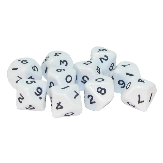 White D10 Dice x 10